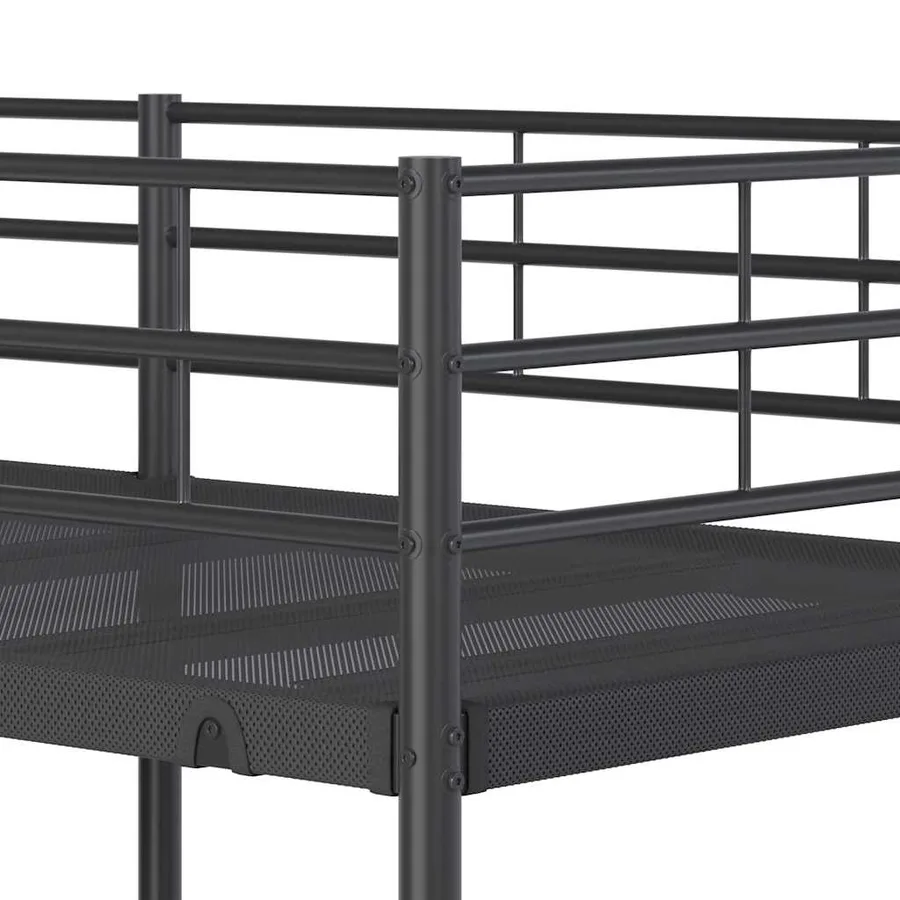 Lit superposé sans matelas noir 80x200 cm acier - 8