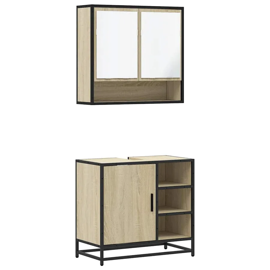 Ensemble de meubles de salle de bain 2 pcs chêne sonoma - 2