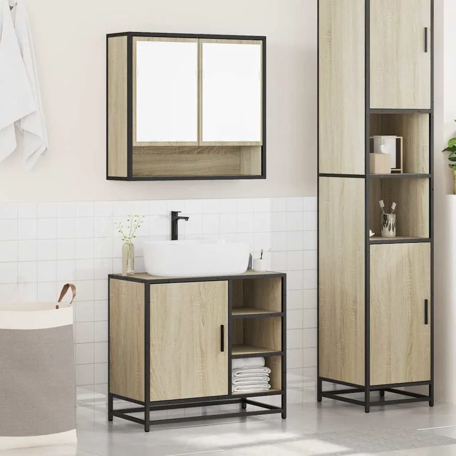 Ensemble de meubles de salle de bain 2 pcs chêne sonoma - 3