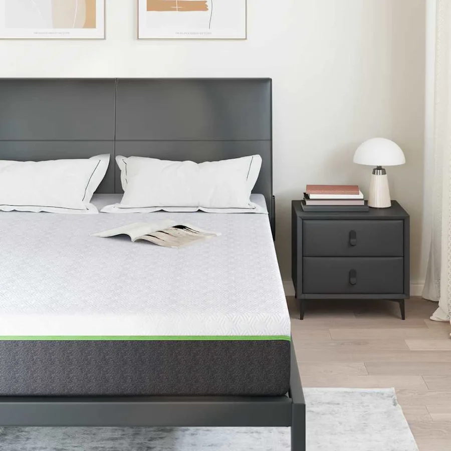 Matelas Blanc et Gris 140 x 190 cm Tissu jacquard - 3