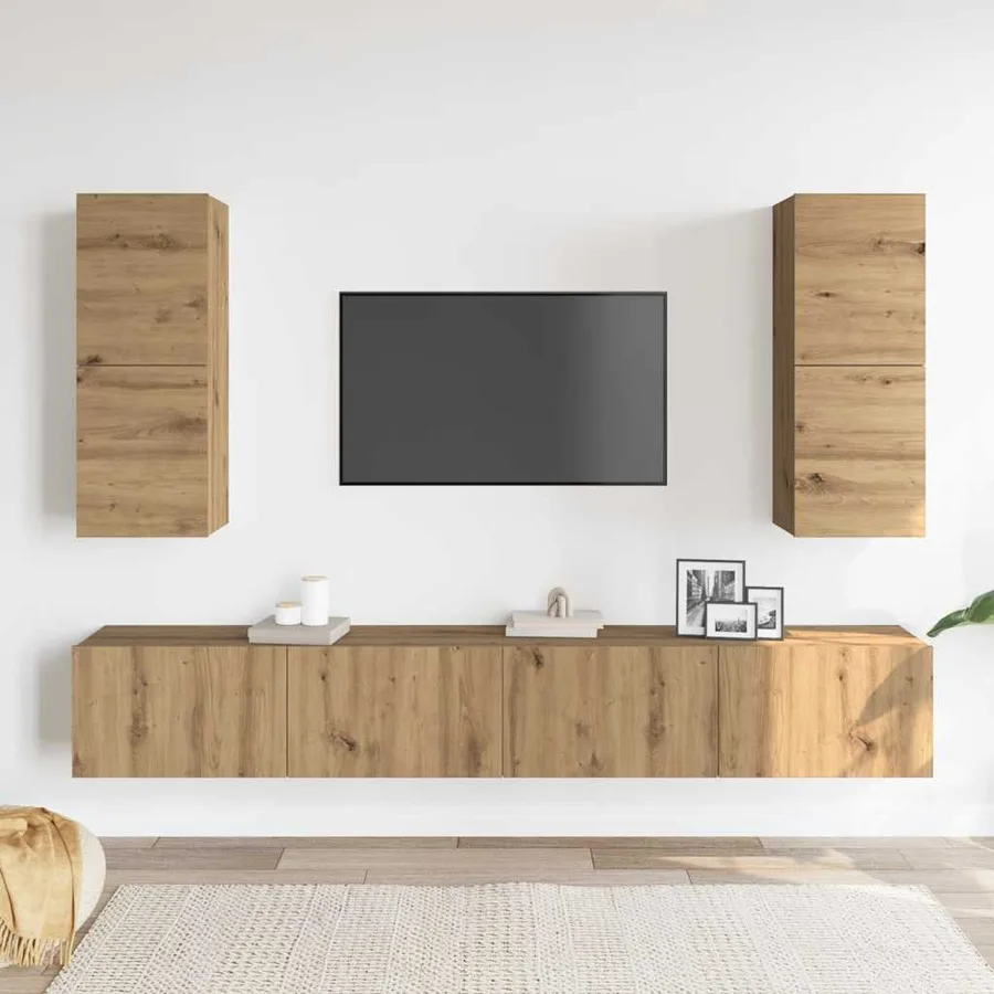 Ensemble de meuble TV mural 4 pcs chêne artisanal - 3