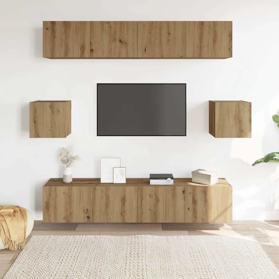 Ensemble de meuble TV mural 6 pcs chêne artisanal - 3