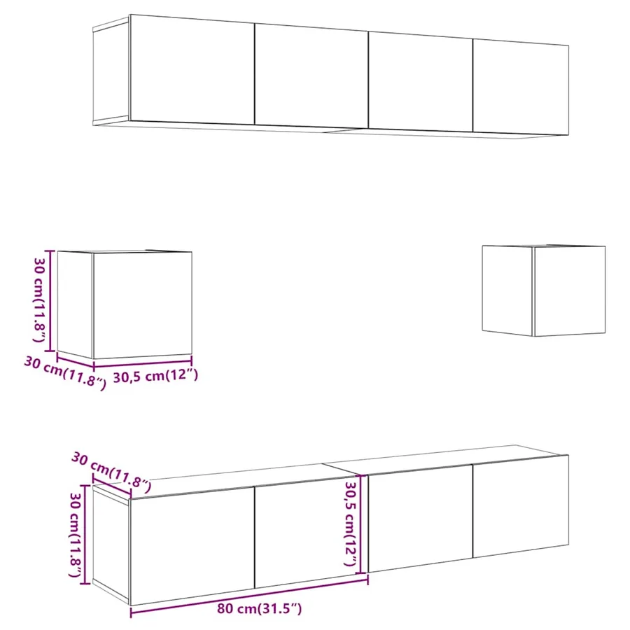 Ensemble de meuble TV mural 6 pcs chêne artisanal - 9