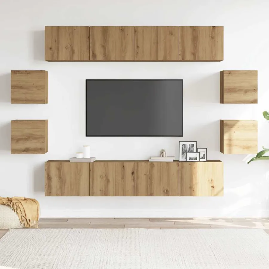 Ensemble de meuble TV mural 8 pcs chêne artisanal - 3