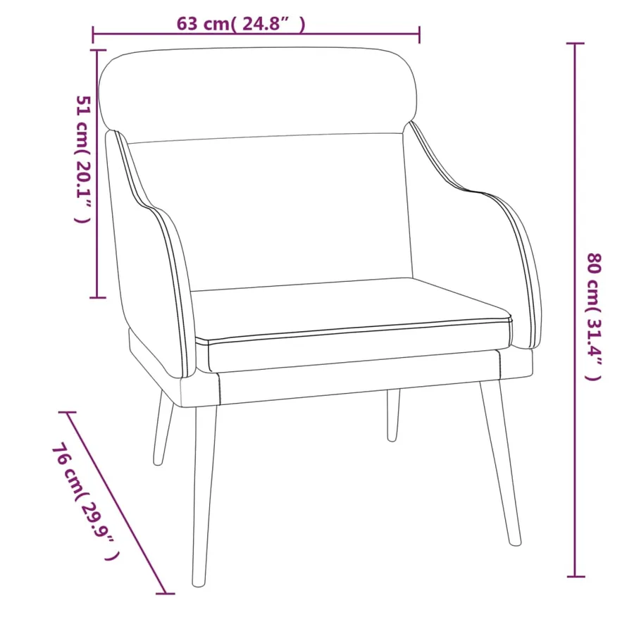 Fauteuil Noir 63x76x80 cm Velours - 8