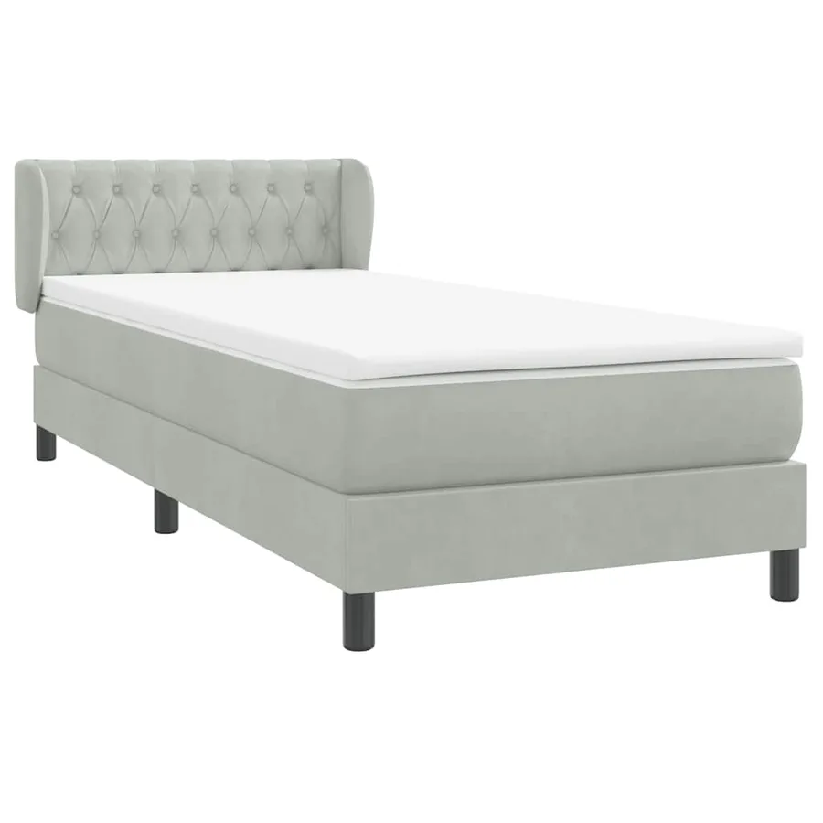 Sommier à lattes de lit et matelas gris clair 80x220 cm velours - 4
