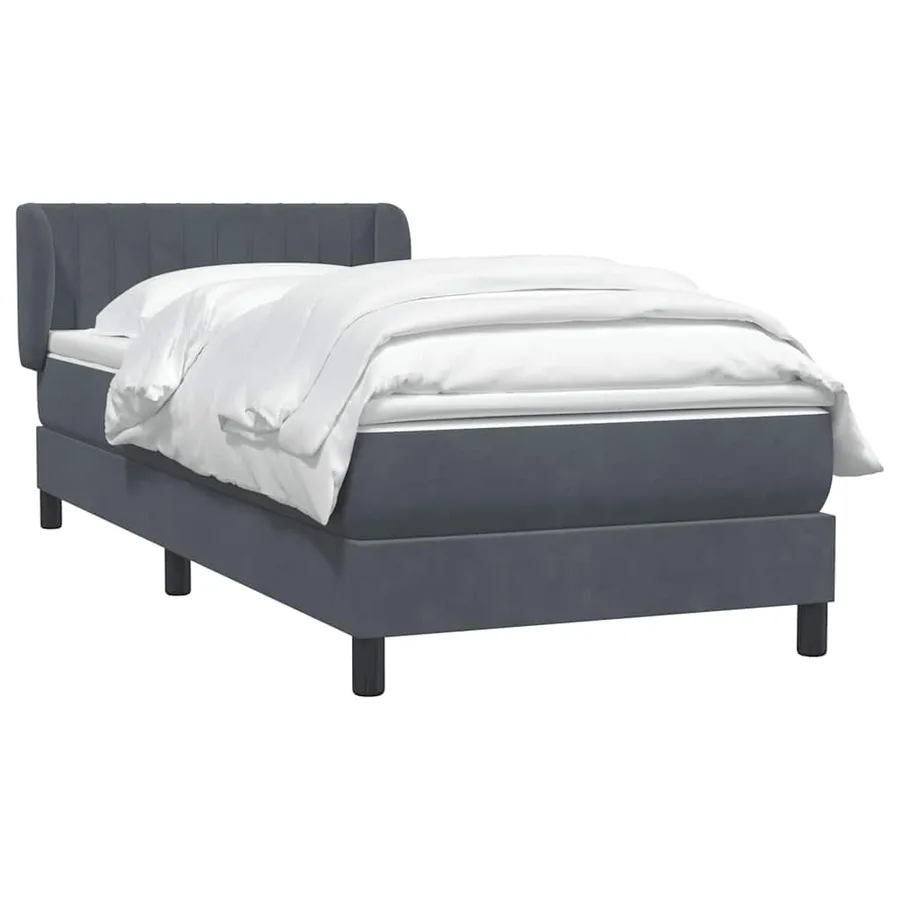 Sommier à lattes de lit et matelas gris foncé 80x210 cm velours - 3