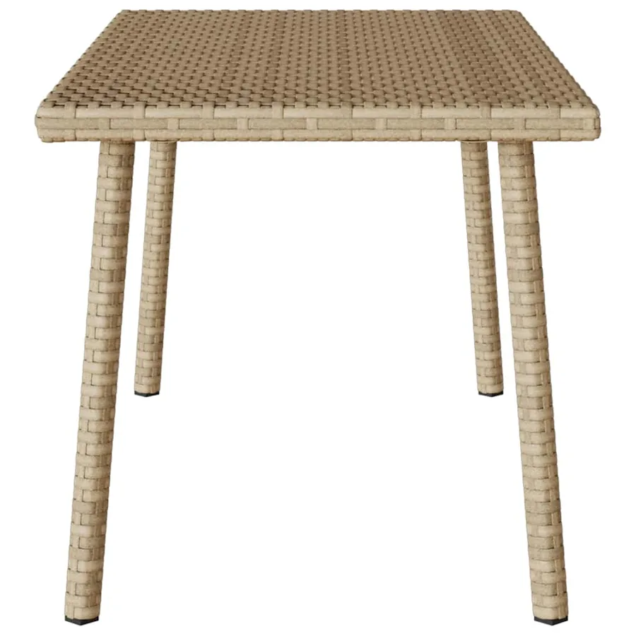 Table basse de jardin rectangulaire beige 80x40x37 cm rotin - 4