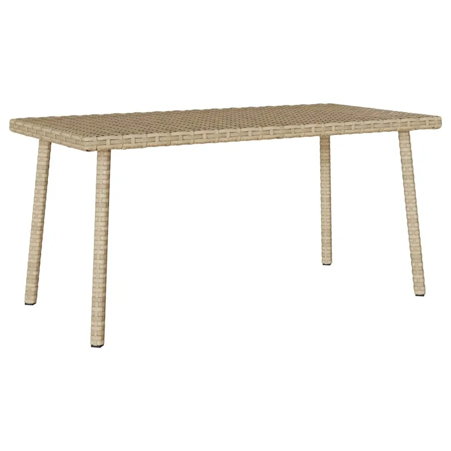 Table basse de jardin rectangulaire beige 80x40x37 cm rotin - 5