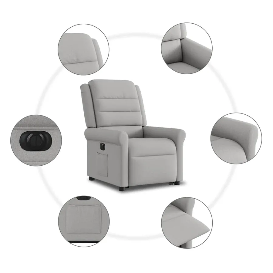 Fauteuil inclinable électrique gris nuage tissu - 11
