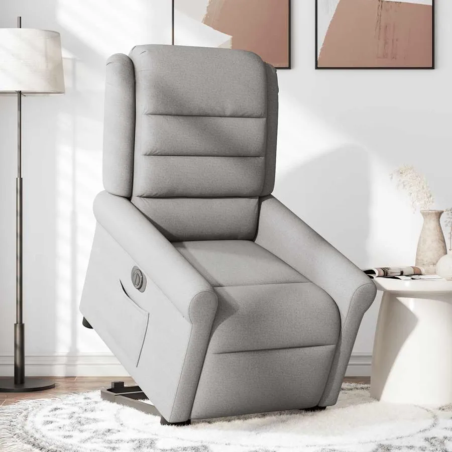 Fauteuil inclinable électrique gris nuage tissu - 3