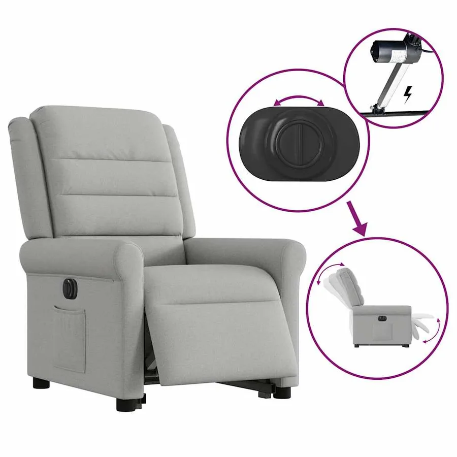 Fauteuil inclinable électrique gris nuage tissu - 9