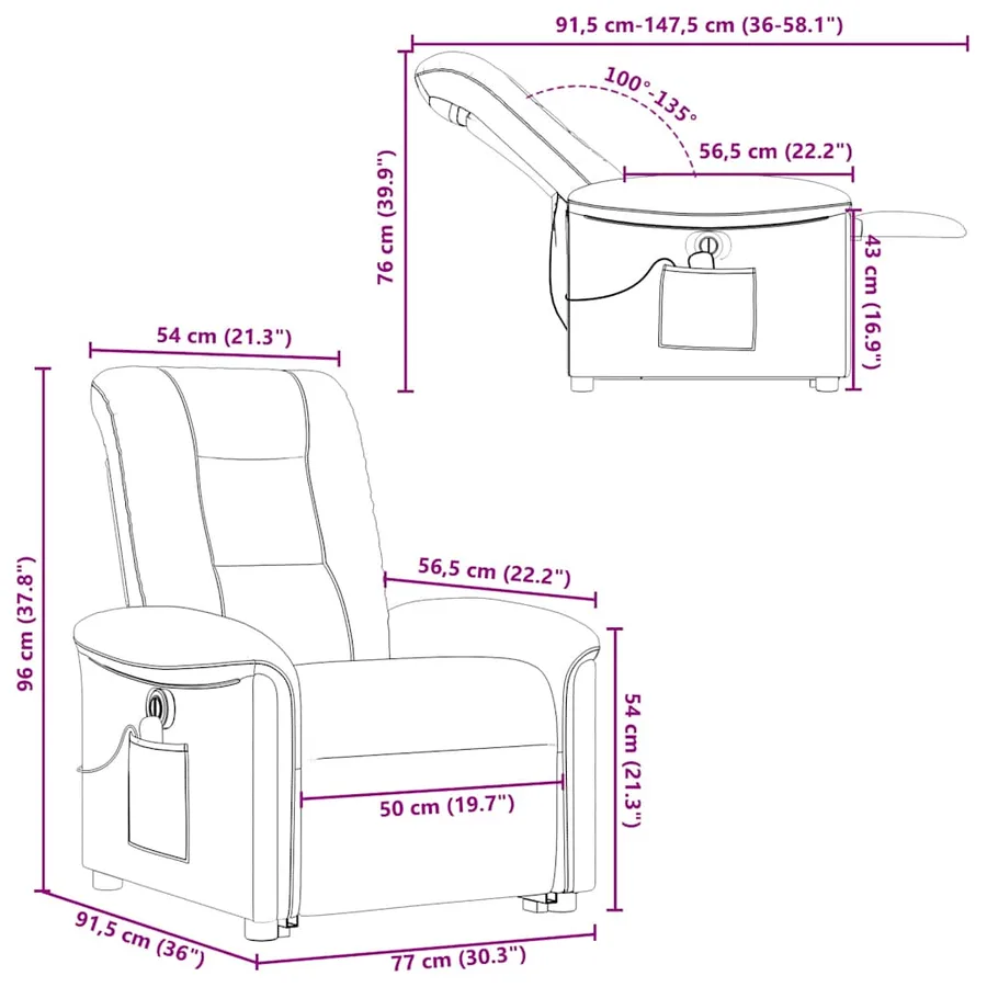 Fauteuil inclinable de massage électrique Gris clair Tissu - 17