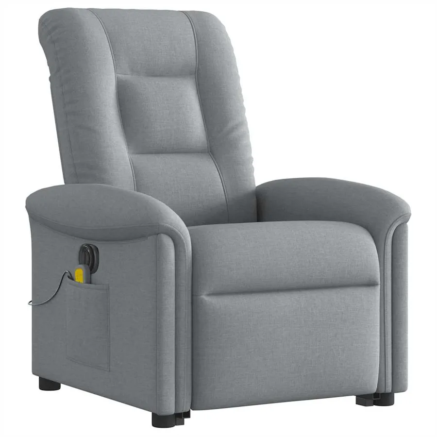 Fauteuil inclinable de massage électrique Gris clair Tissu - 4