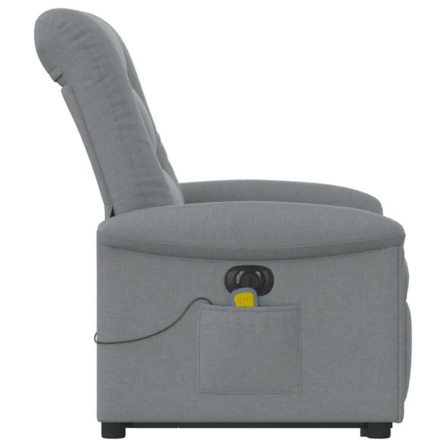 Fauteuil inclinable de massage électrique Gris clair Tissu - 6