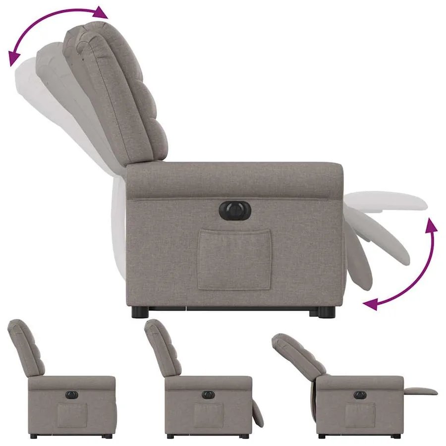 Fauteuil inclinable électrique taupe tissu - 10