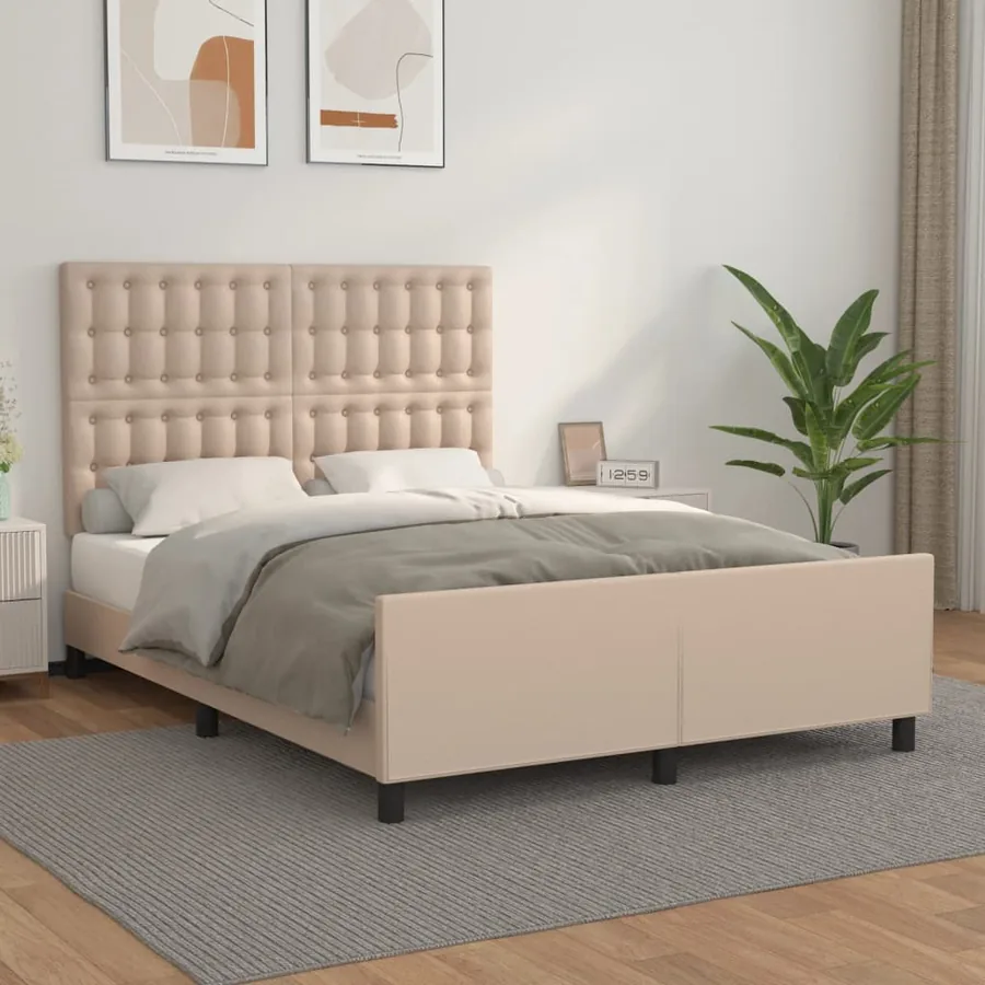 Cadre de lit sans matelas cappuccino 140x200 cm similicuir