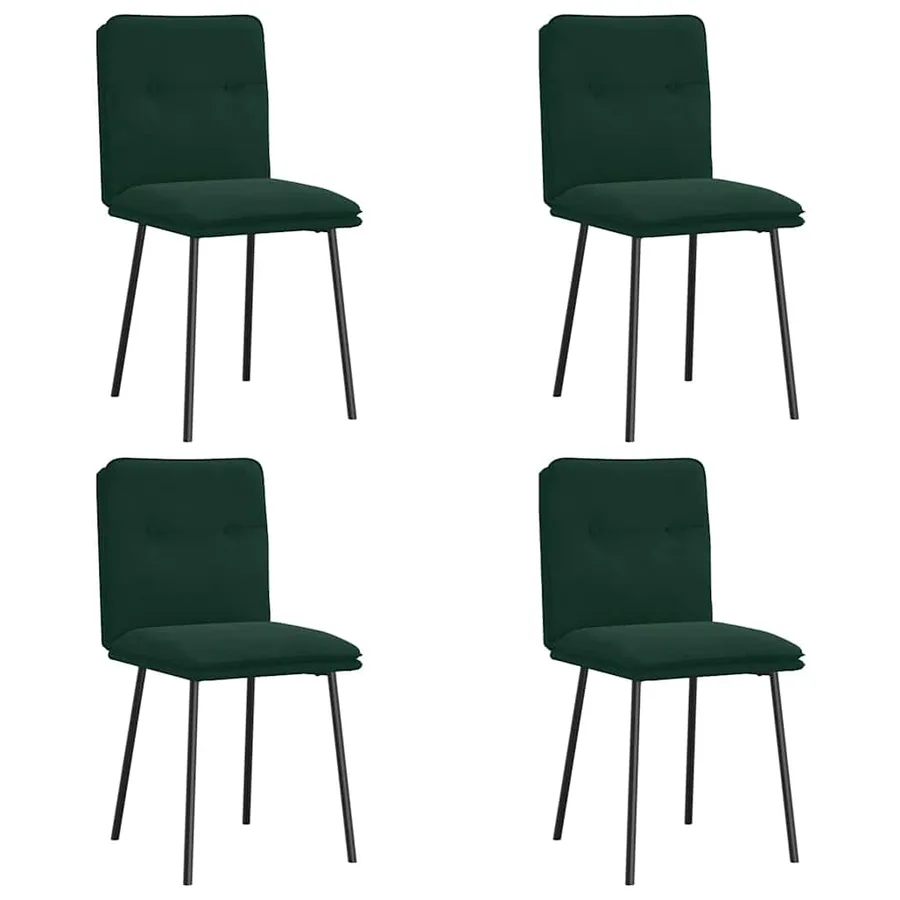 Chaises à manger lot de 4 Vert foncé Velours - 2