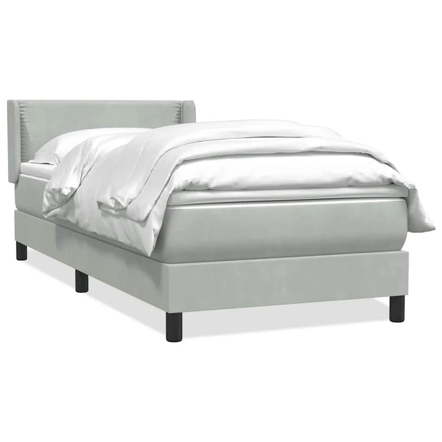 Sommier à lattes de lit et matelas gris clair 90x210 cm velours - 2