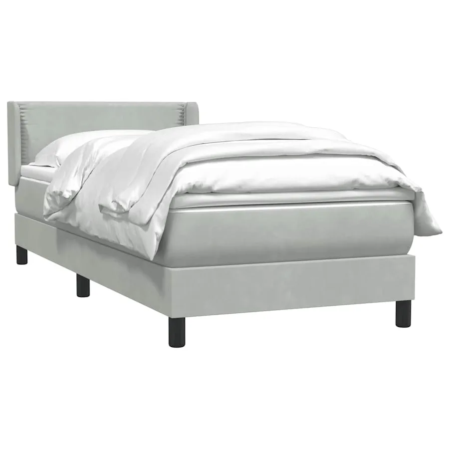 Sommier à lattes de lit et matelas gris clair 90x210 cm velours - 3