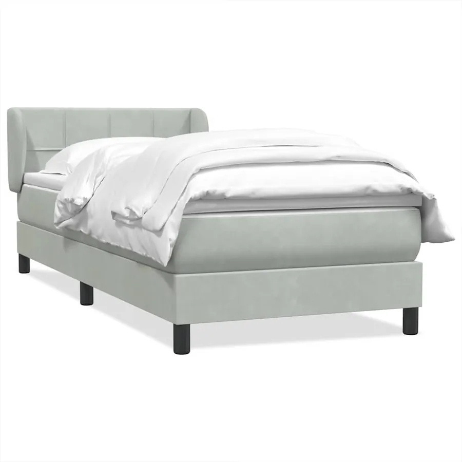 Sommier à lattes de lit et matelas gris clair 90x210 cm velours - 2