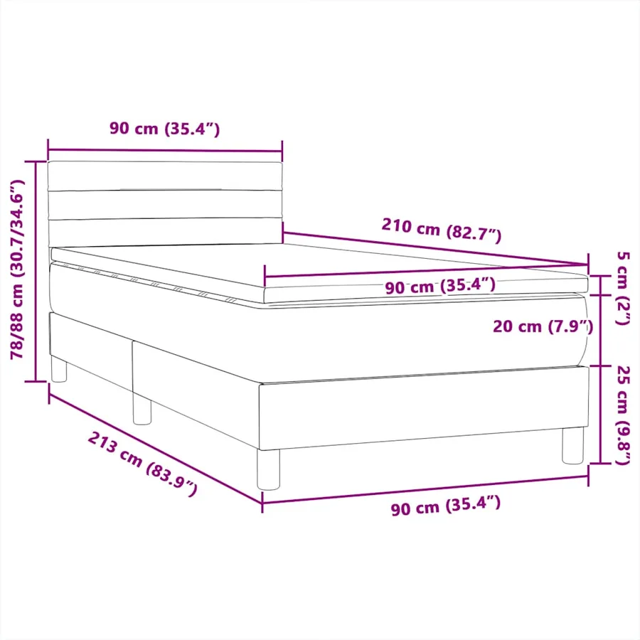 Sommier à lattes de lit et matelas gris clair 90x210 cm velours - 12