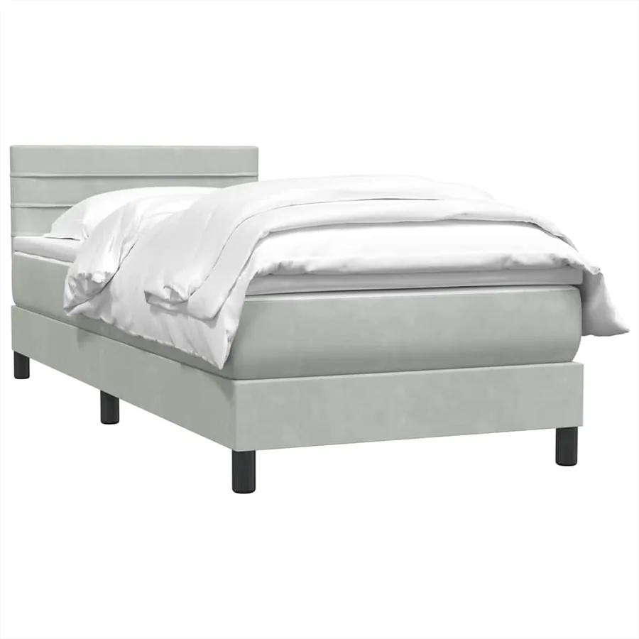 Sommier à lattes de lit et matelas gris clair 90x210 cm velours - 3