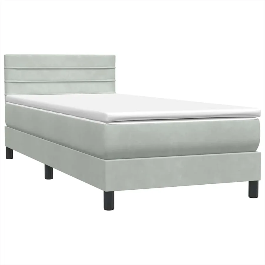 Sommier à lattes de lit et matelas gris clair 90x210 cm velours - 4