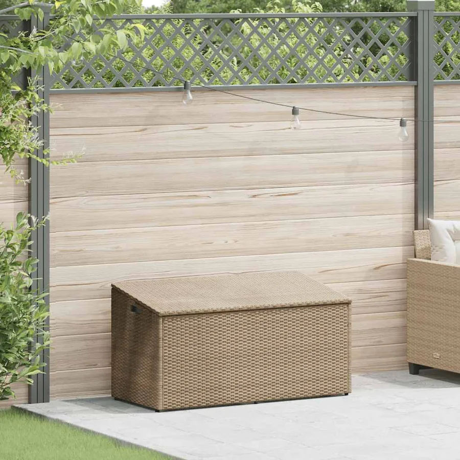 Coffre de rangement de jardin Beige 110x50x58 cm Résine tressée - 2