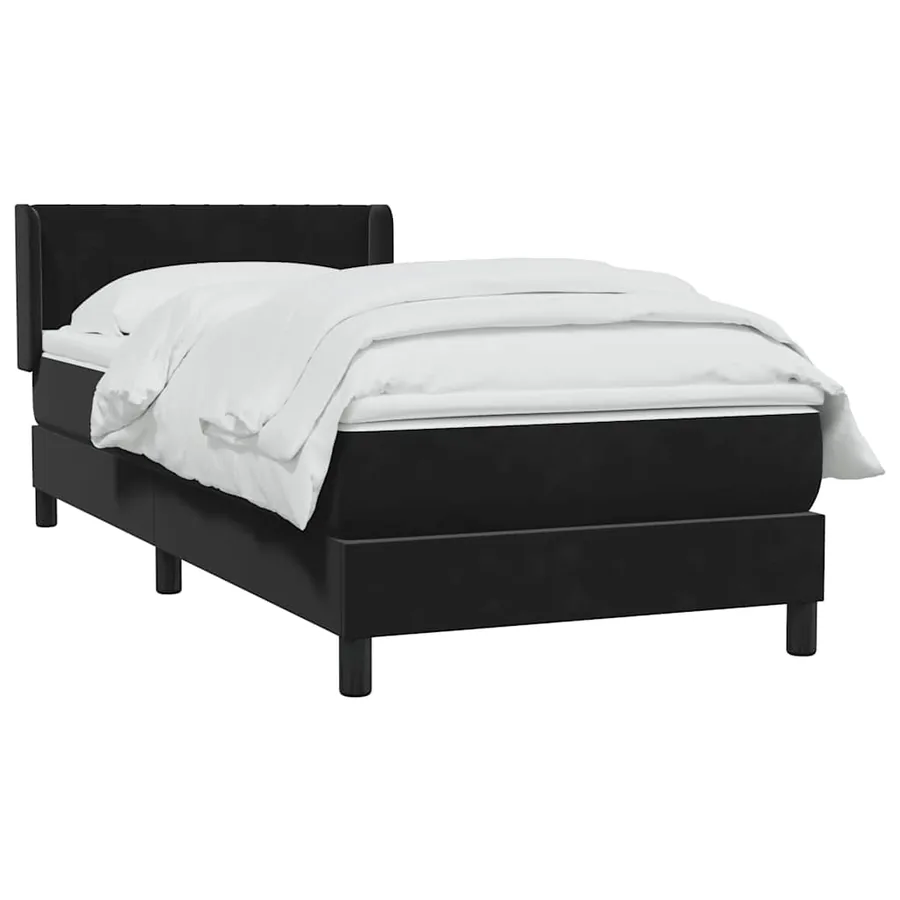 Sommier à lattes de lit avec matelas noir 100x210 cm velours - 3
