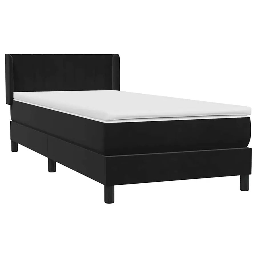 Sommier à lattes de lit avec matelas noir 100x210 cm velours - 4