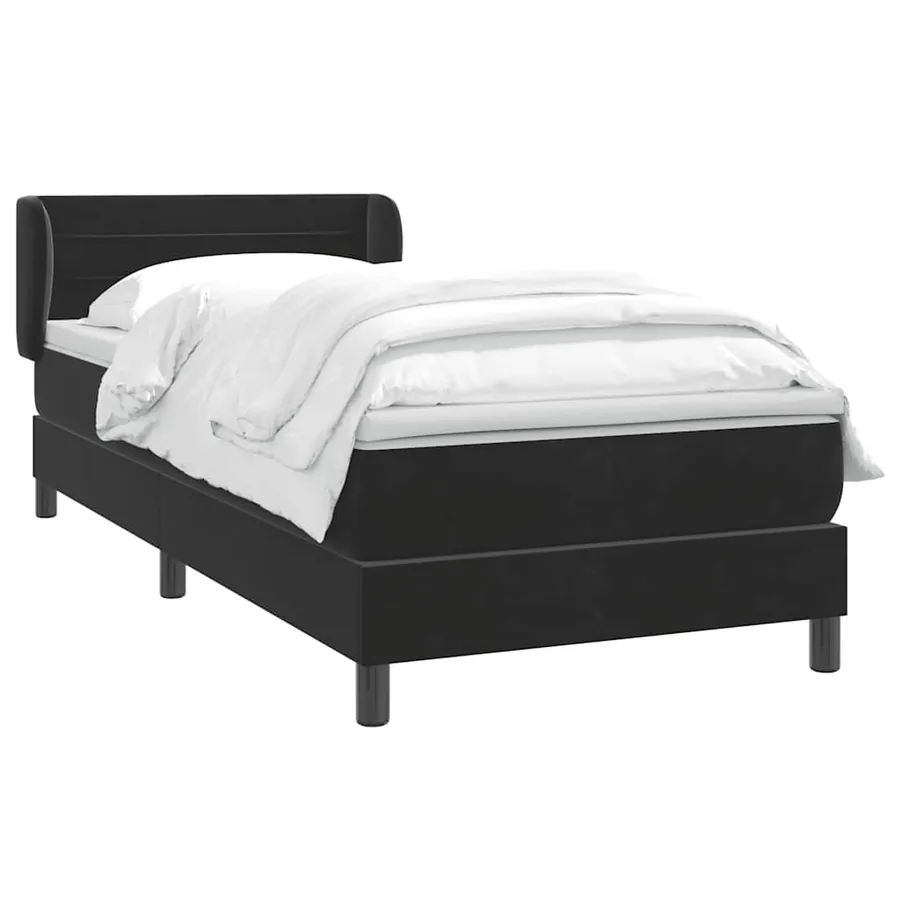Sommier à lattes de lit avec matelas noir 100x210 cm velours - 3