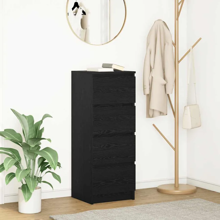 Buffet chêne noir 37,5x35x99 cm bois d'ingénierie