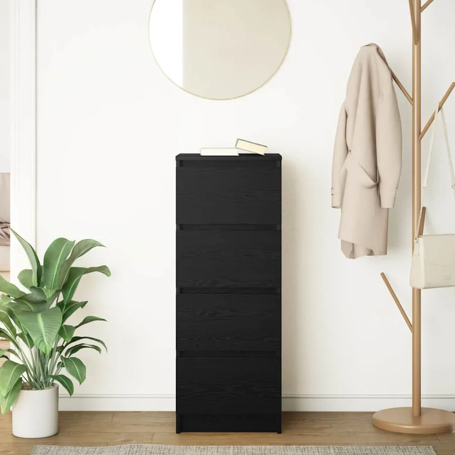 Buffet chêne noir 37,5x35x99 cm bois d'ingénierie - 3