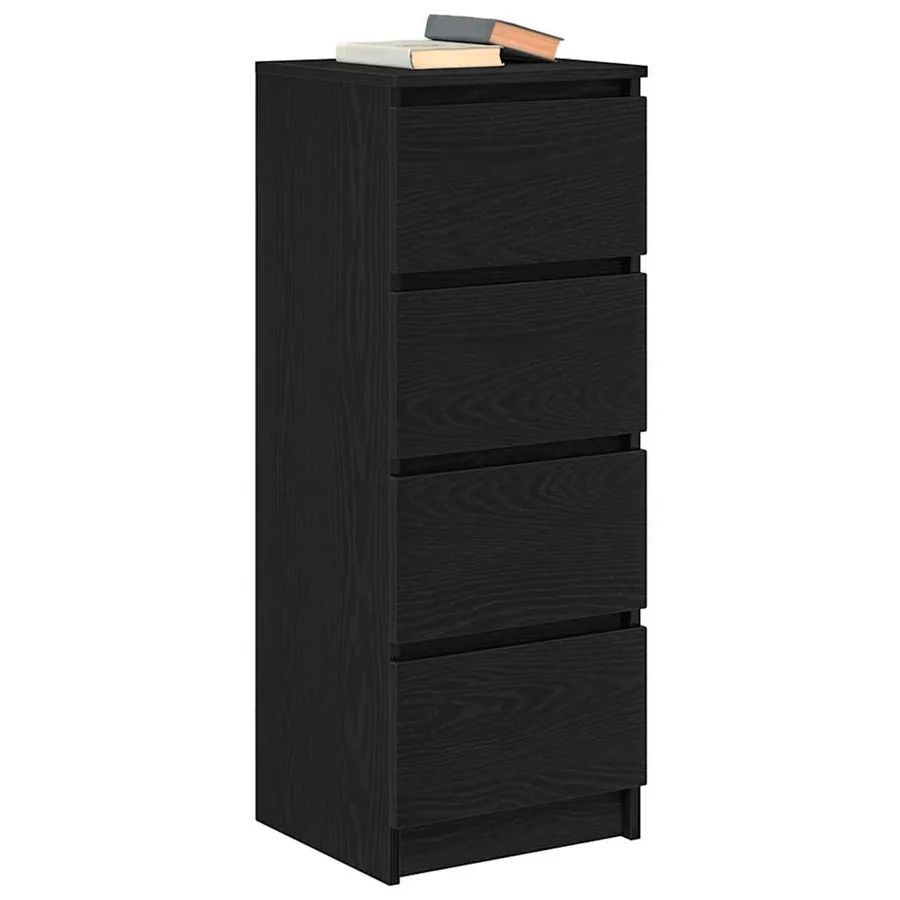 Buffet chêne noir 37,5x35x99 cm bois d'ingénierie - 4