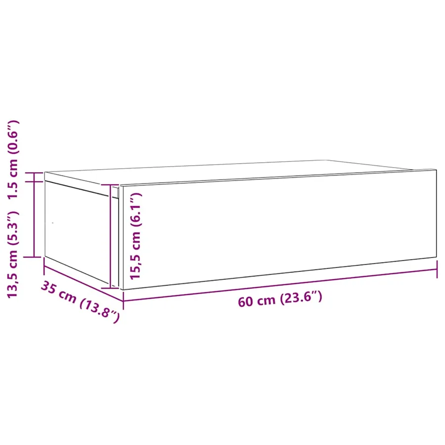 Meuble TV avec éclairage LED Chêne noir 60 x 35 x 15,5 cm - 14