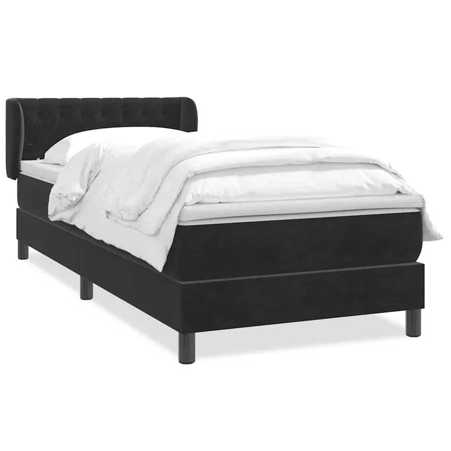 Sommier à lattes de lit avec matelas noir 100x210 cm velours - 2