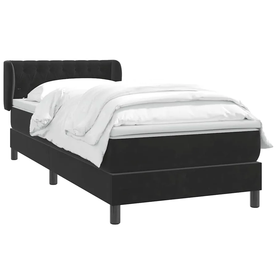 Sommier à lattes de lit avec matelas noir 100x210 cm velours - 3