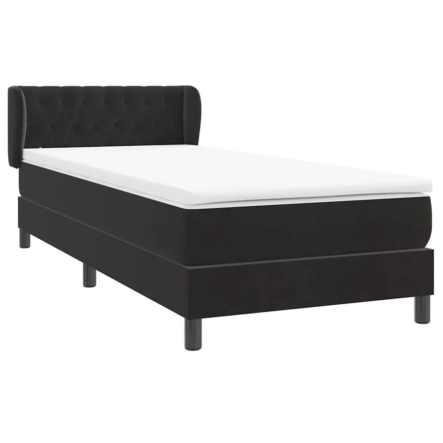 Sommier à lattes de lit avec matelas noir 100x210 cm velours - 4