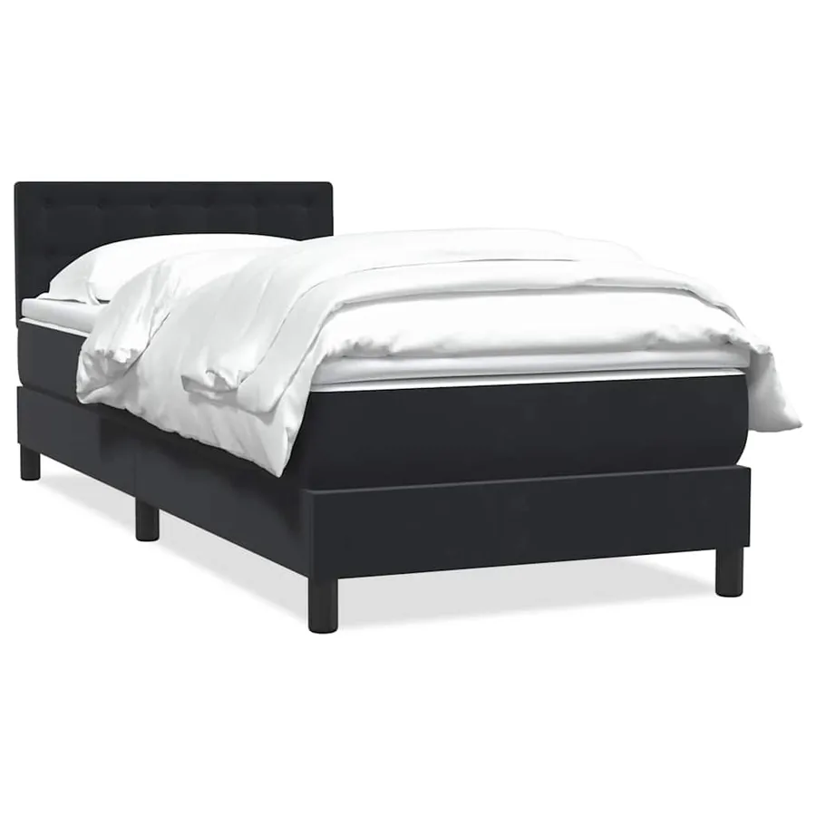Sommier à lattes de lit avec matelas noir 100x210 cm velours - 2