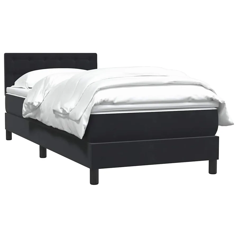Sommier à lattes de lit avec matelas noir 100x210 cm velours - 3