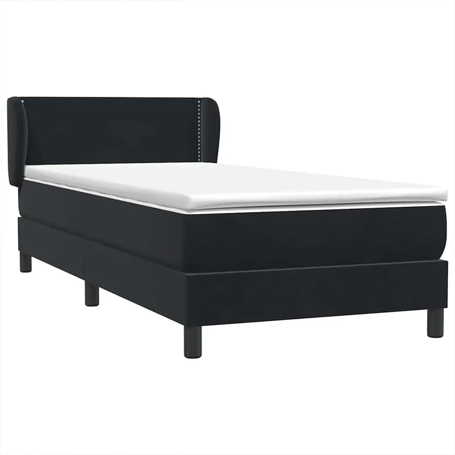 Sommier à lattes de lit avec matelas noir 100x210 cm velours - 4