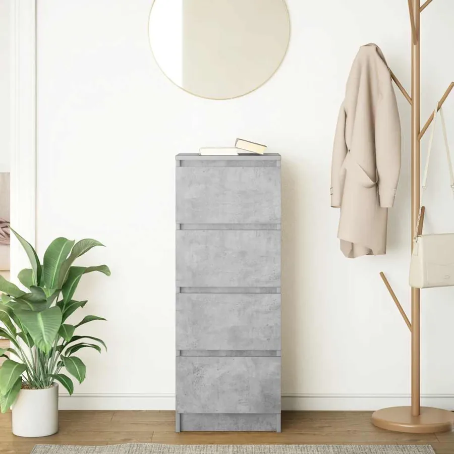 Buffet gris béton 37,5x35x99 cm bois d'ingénierie - 3