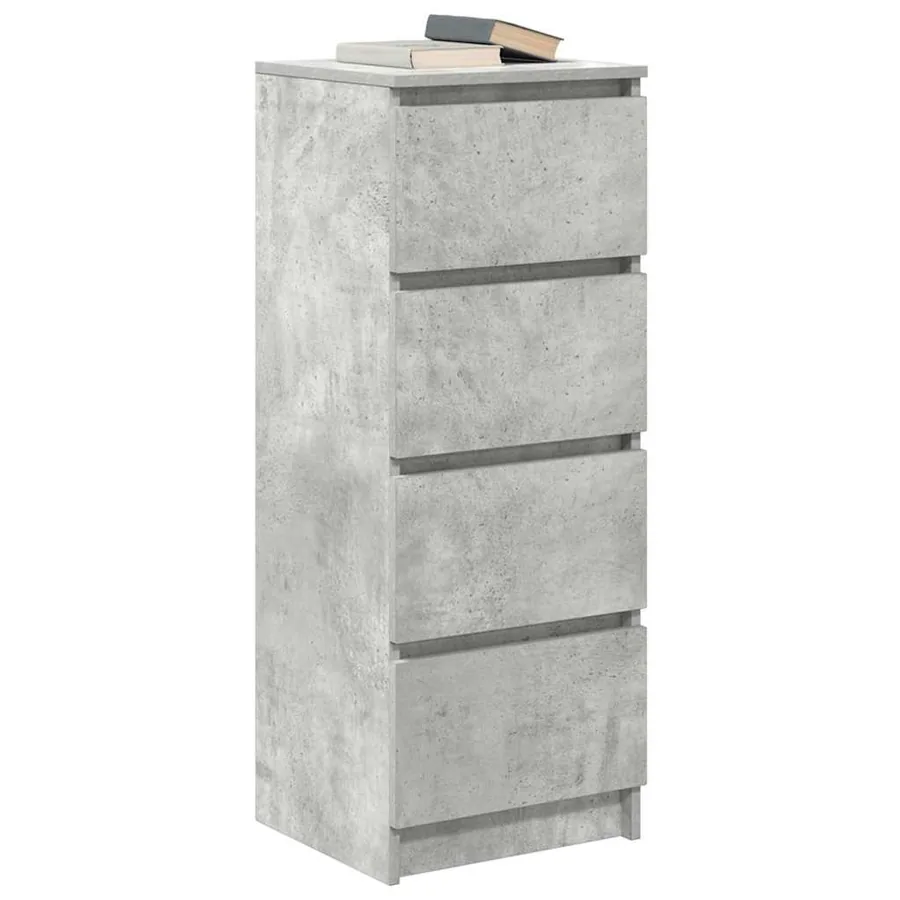Buffet gris béton 37,5x35x99 cm bois d'ingénierie - 4