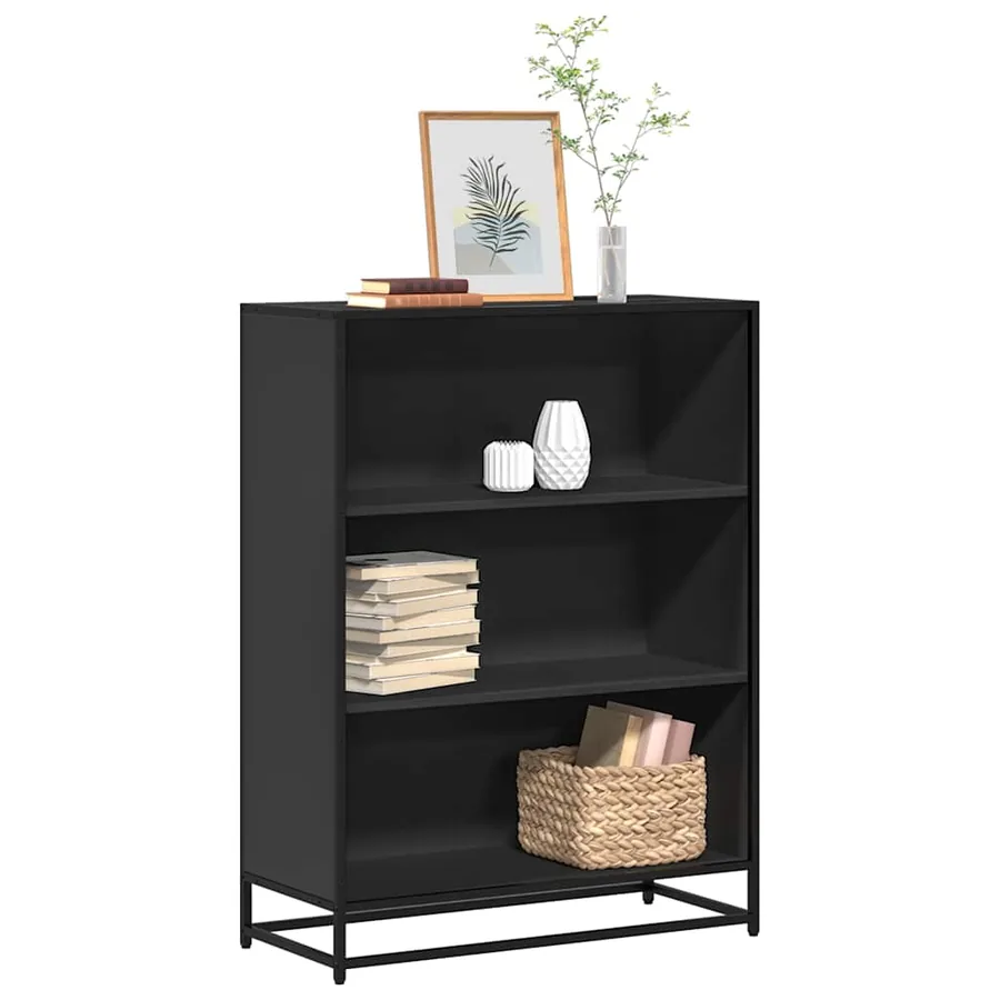 Bibliothèque noir 80,5x35x107,5 cm bois d'ingénierie