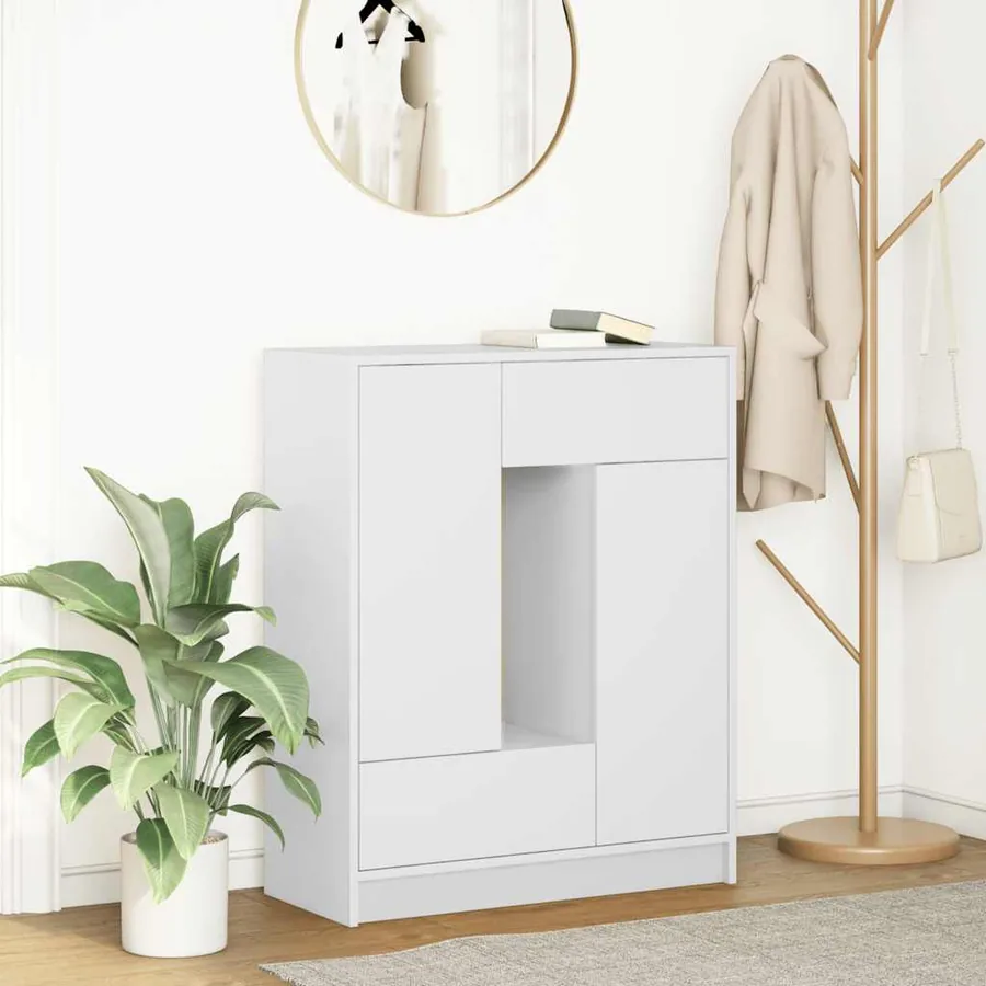 Buffet avec tiroirs et portes blanc 73x31x90 cm