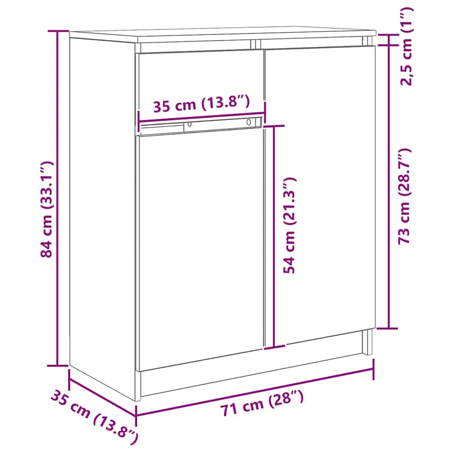 Buffet avec tiroir chêne artisanal 71x35x84 cm bois ingénierie - 14