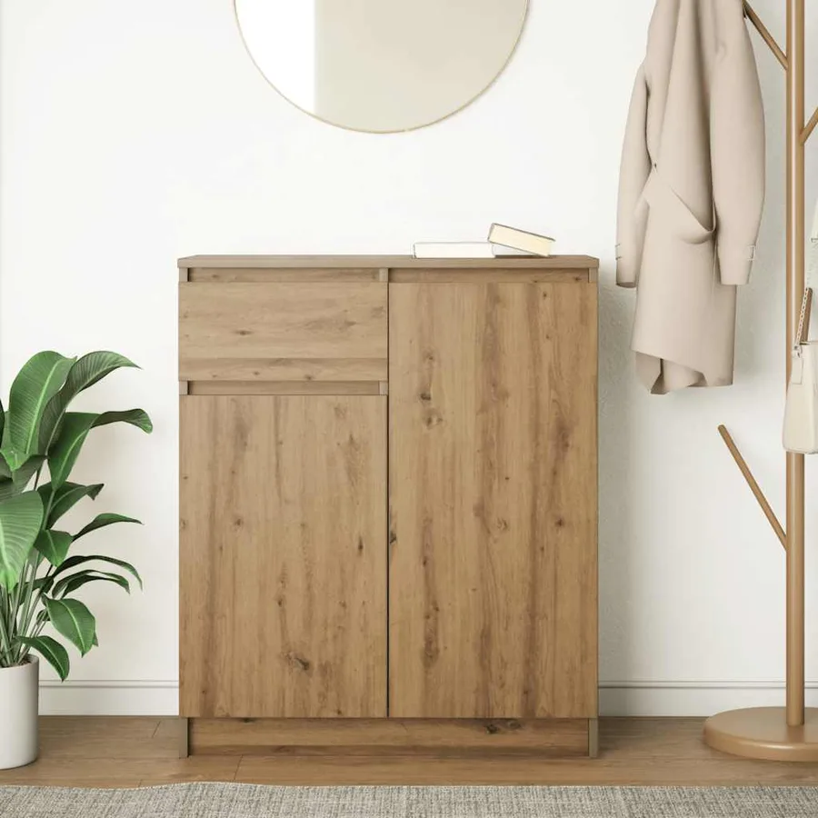 Buffet avec tiroir chêne artisanal 71x35x84 cm bois ingénierie - 3