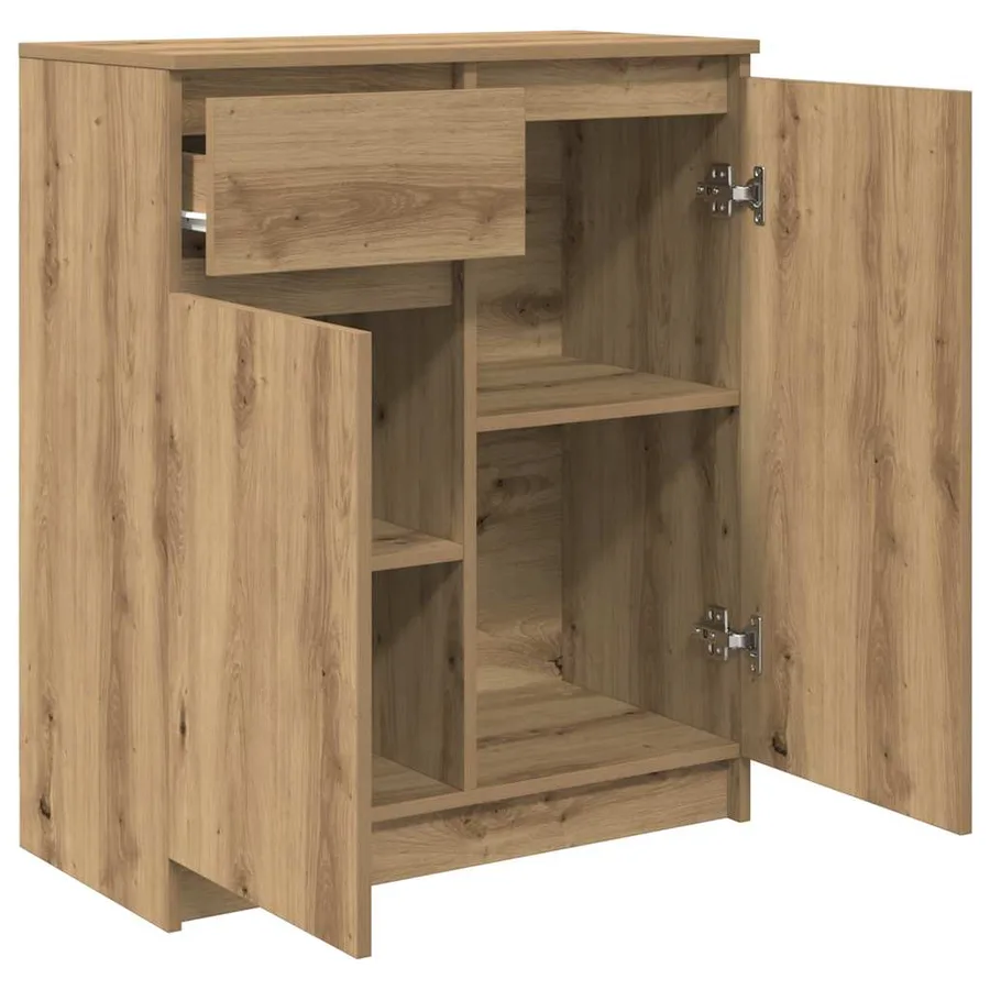 Buffet avec tiroir chêne artisanal 71x35x84 cm bois ingénierie - 5