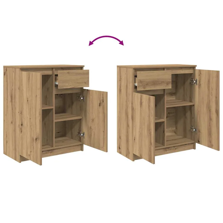 Buffet avec tiroir chêne artisanal 71x35x84 cm bois ingénierie - 9